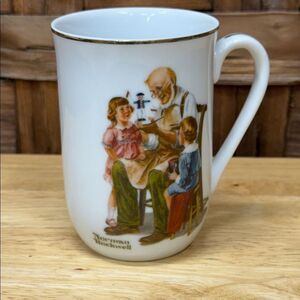 Norman Rockwell White and Gold Mug The Toymaker